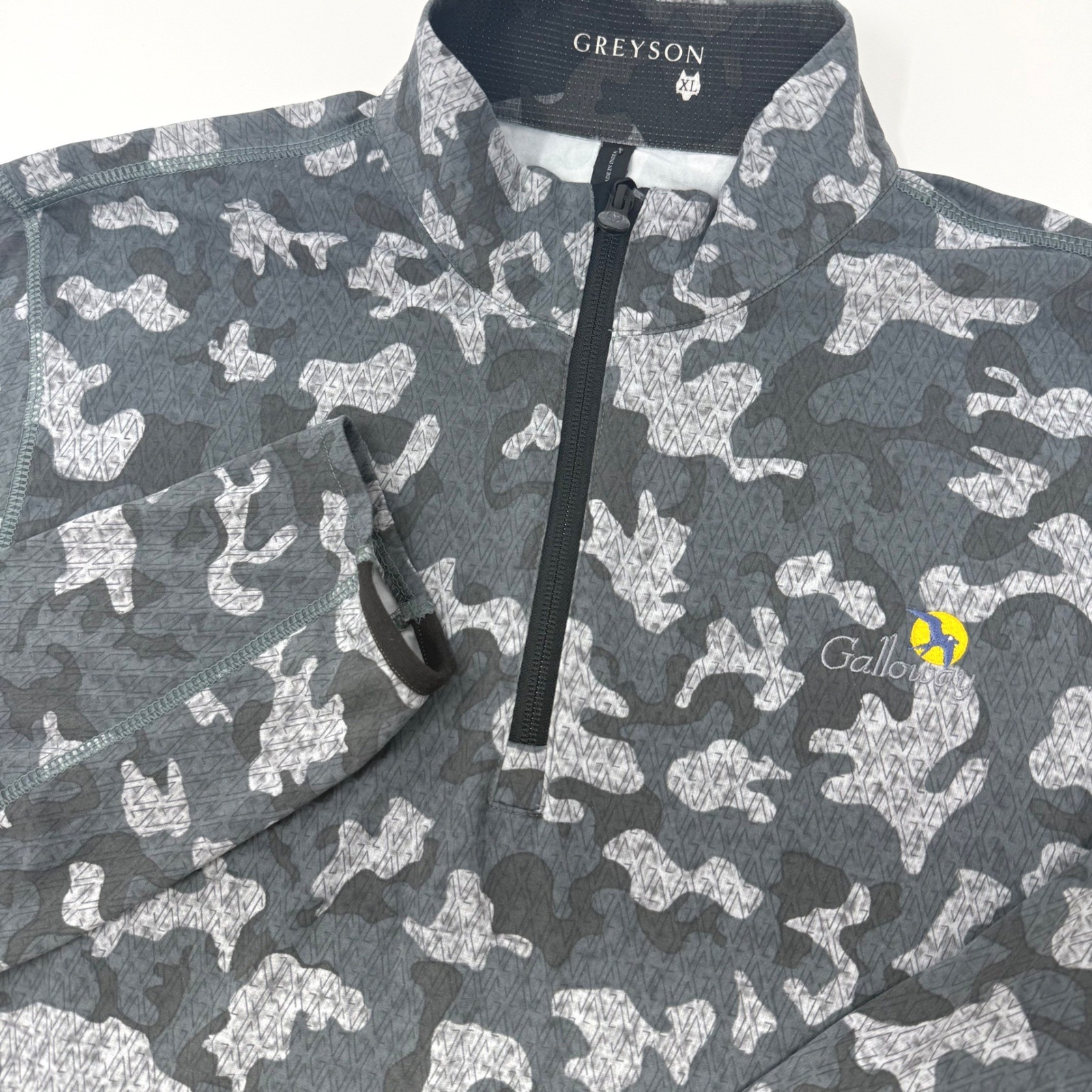 Greyson Mens Xl Grey Camo Quarter Zip Pullover Galloway Golf Shirt Technical Top